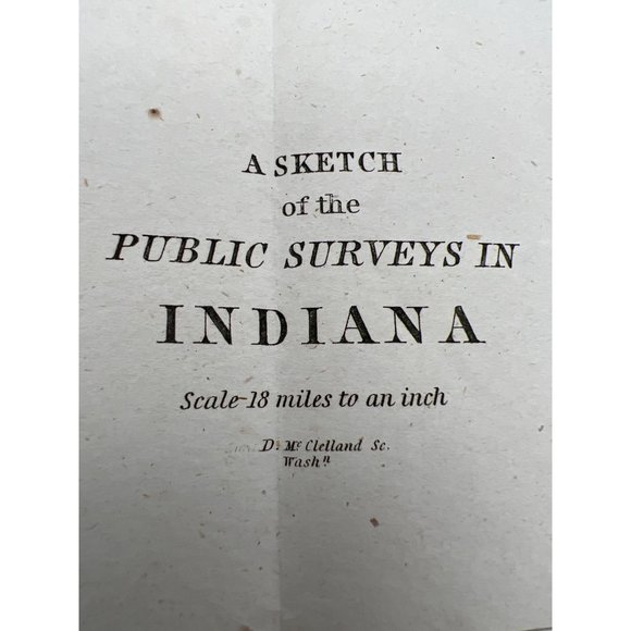 Antique 1847 Sketch of the Public Surveys in Indiana Map D McClelland Washington - Picture 2 of 7